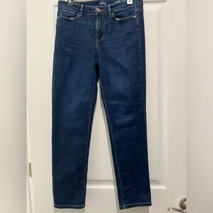 J Jill stretch denim boyfriend jeans. Straight leg. Ankle. Size 8